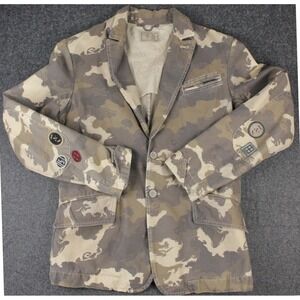 Diesel Industry Military Style Camo Button Up Blazer with Patches Mens Large